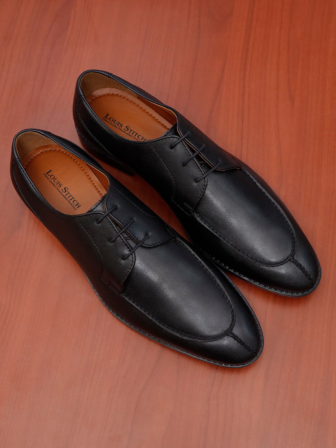 

Men Leatherette Derby Formal Shoes, Black