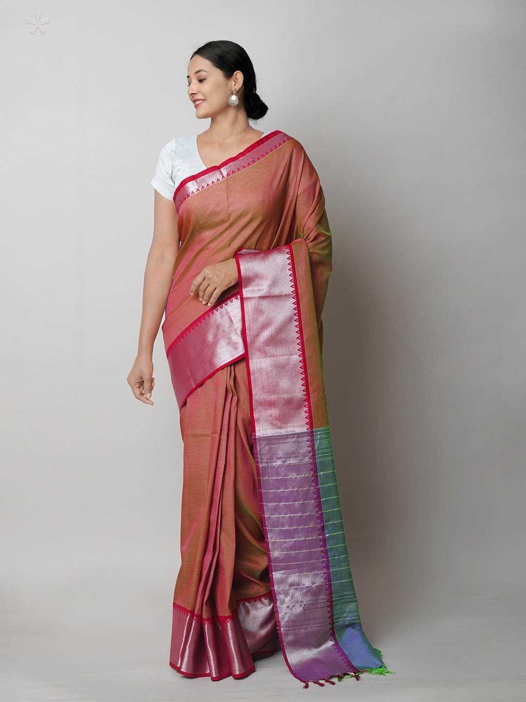 

Unnati Silks Pure Silk Mangalagiri Saree, Pink