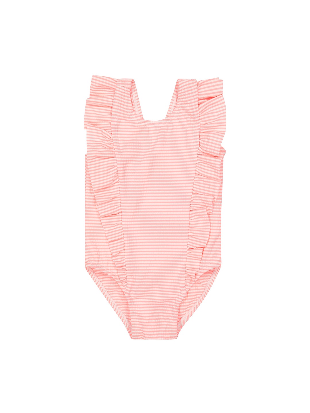 

mothercare Girls Striped Ruffle Detail Bodysuit, Pink