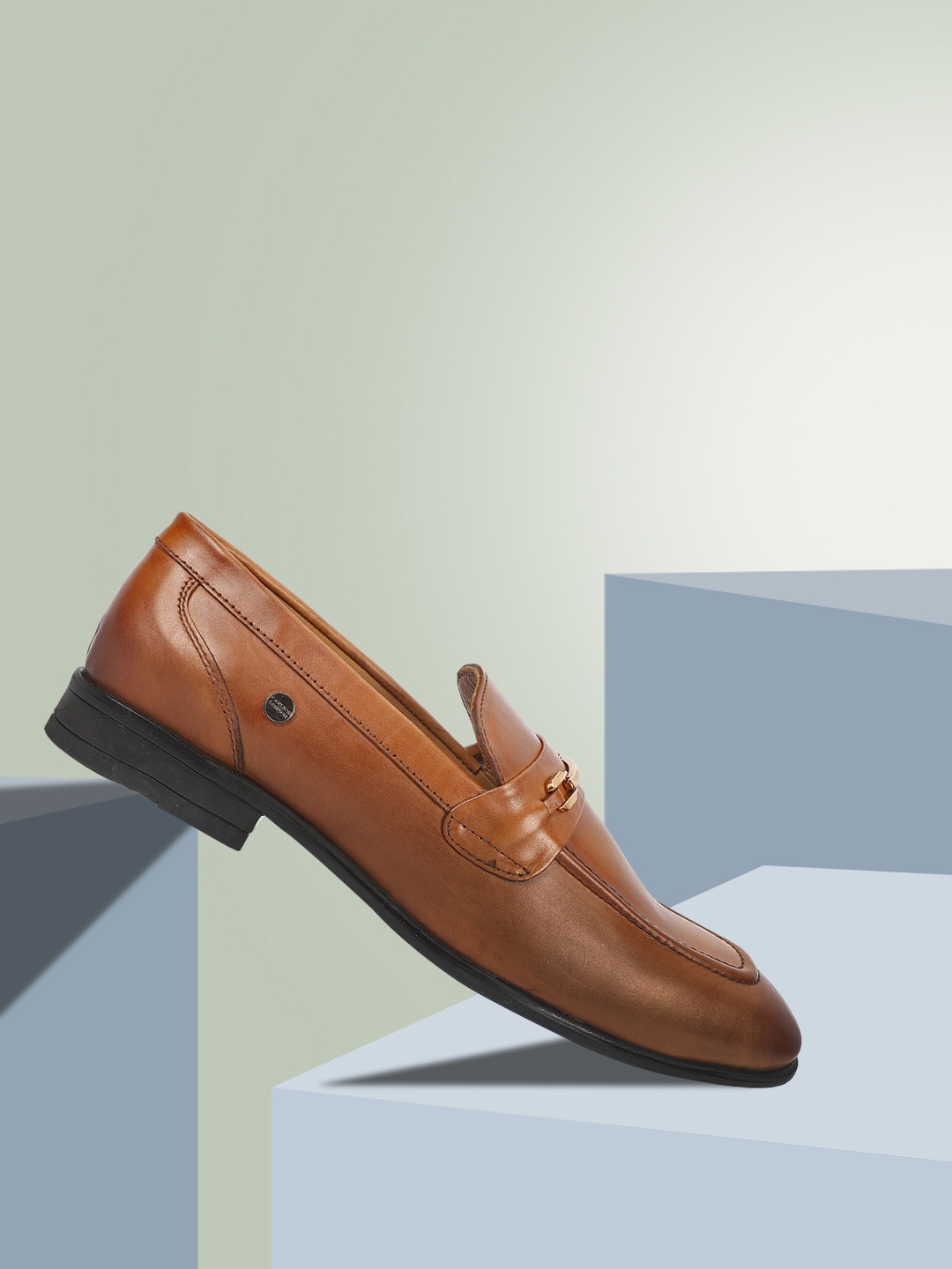 

Carlton London Men Leather Horsebit Loafers, Tan