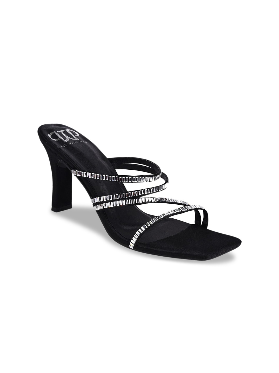 

THE WHITE POLE Embellished Party Slim Heels, Black