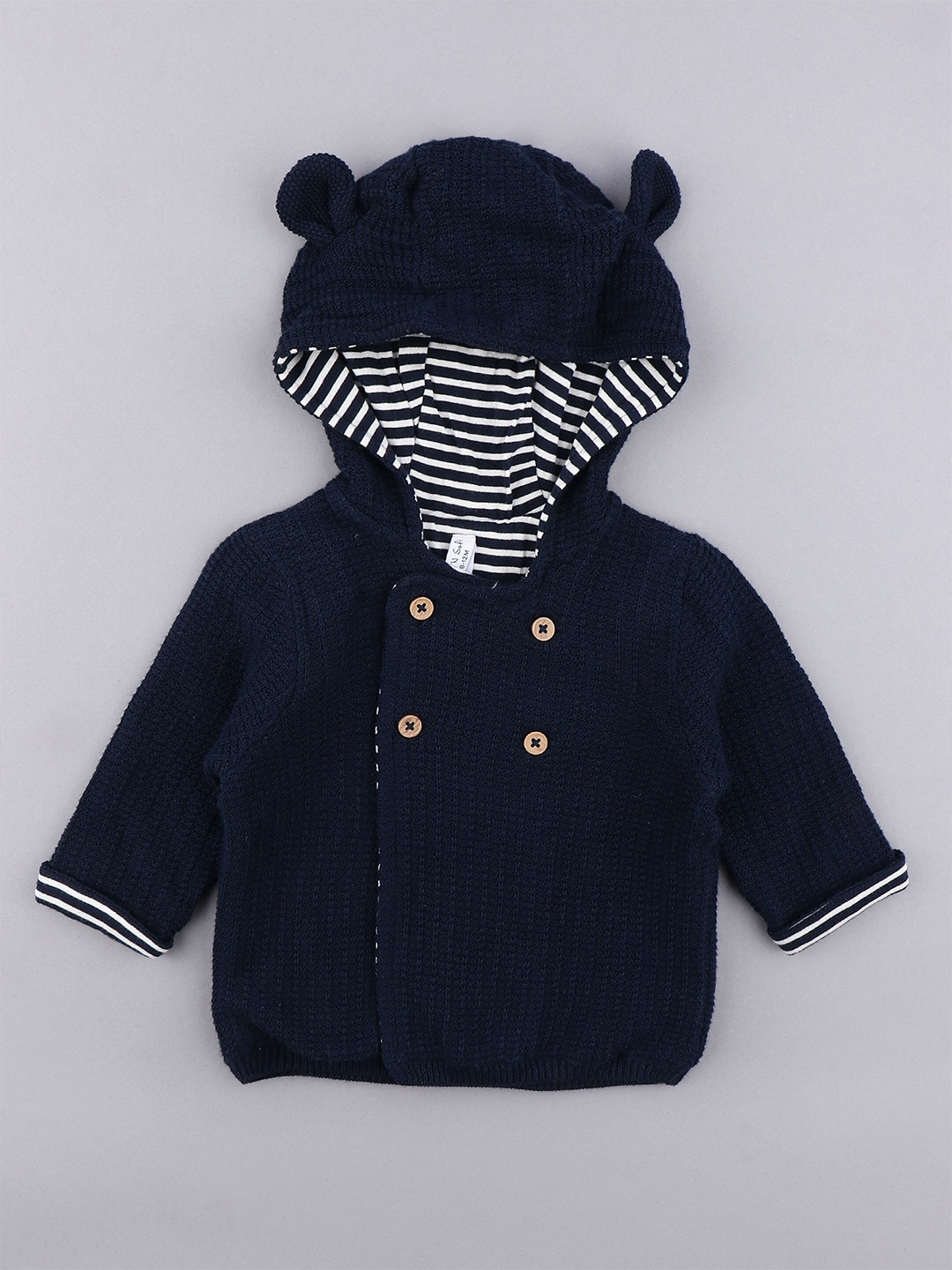 

Cot'N Soft Boys Self Design Hooded Cotton Cardigan Sweater, Navy blue