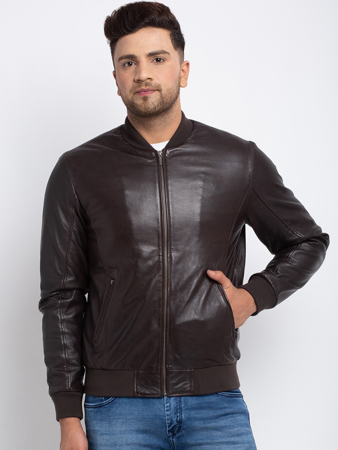 

Teakwood Leathers Men Brown Leather Leather Jacket