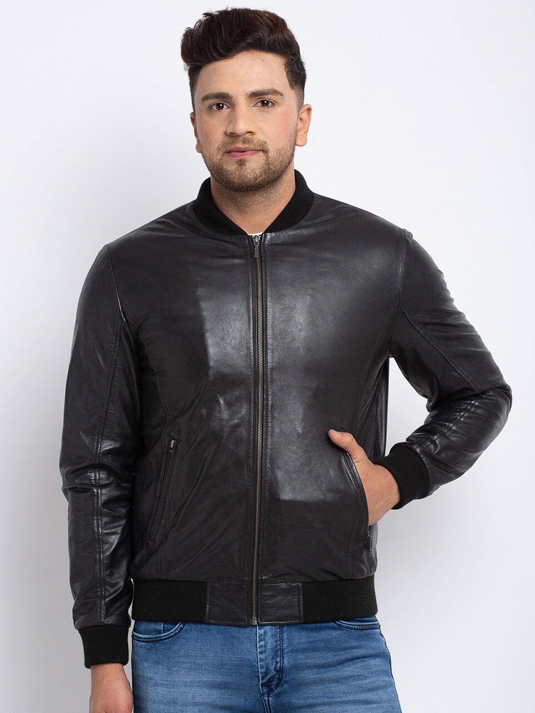 

Teakwood Leathers Men Black Leather Leather Jacket