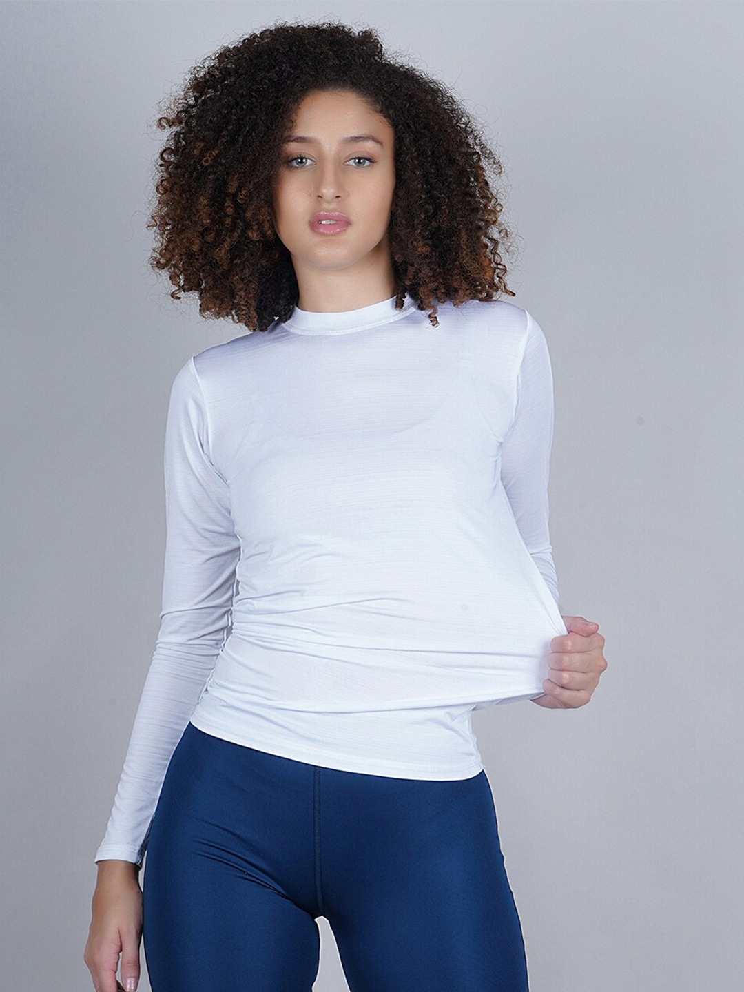 

NEVER LOSE Women White Compression T-shirt