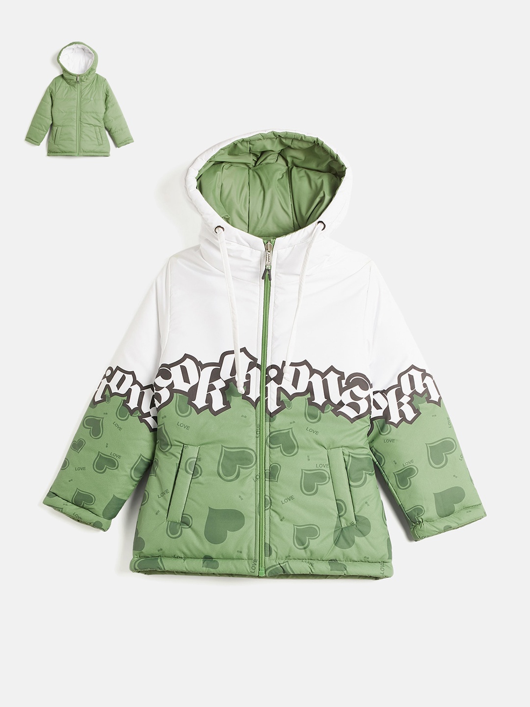 

Okane Girls Colourblocked Hooded Reversible Padded Jacket, White