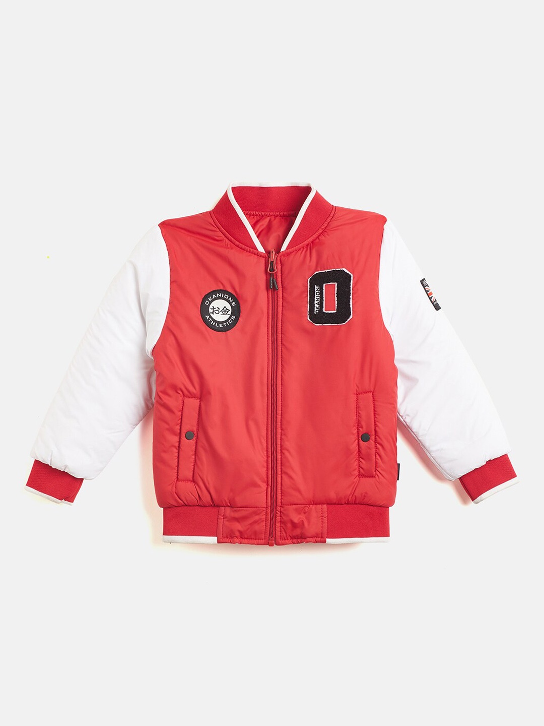 

Okane Boys Colourblocked Lightweight Bomber Jacket, Red