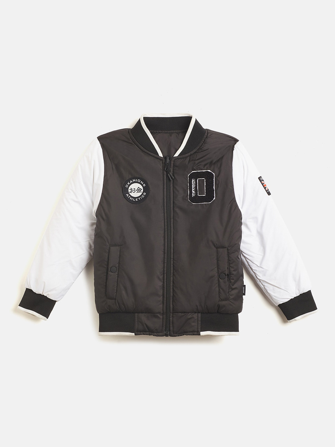 

Okane Boys Colourblocked Lightweight Bomber Jacket, Black