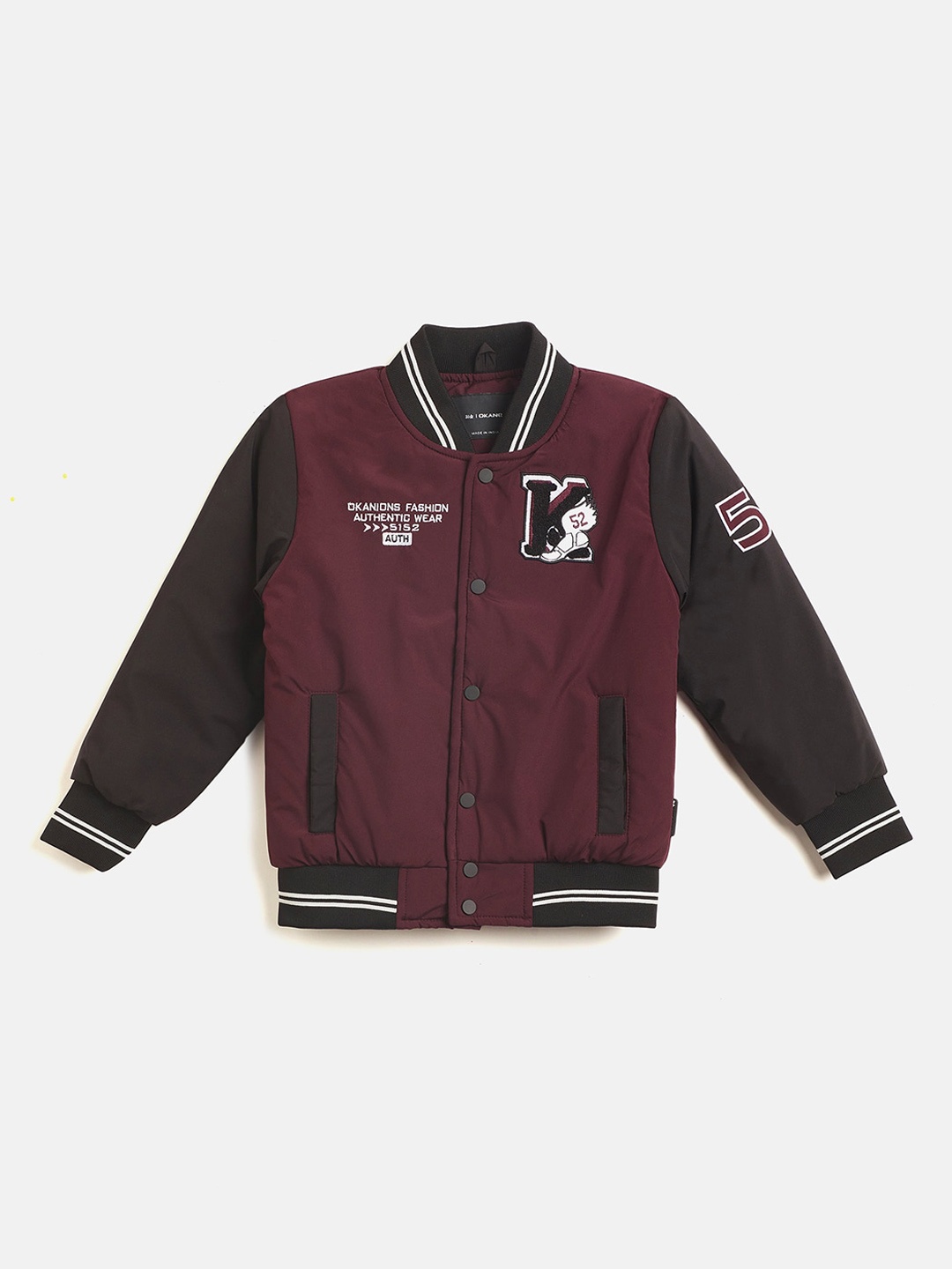 

Okane Boys Colourblocked Lightweight Bomber Jacket, Burgundy