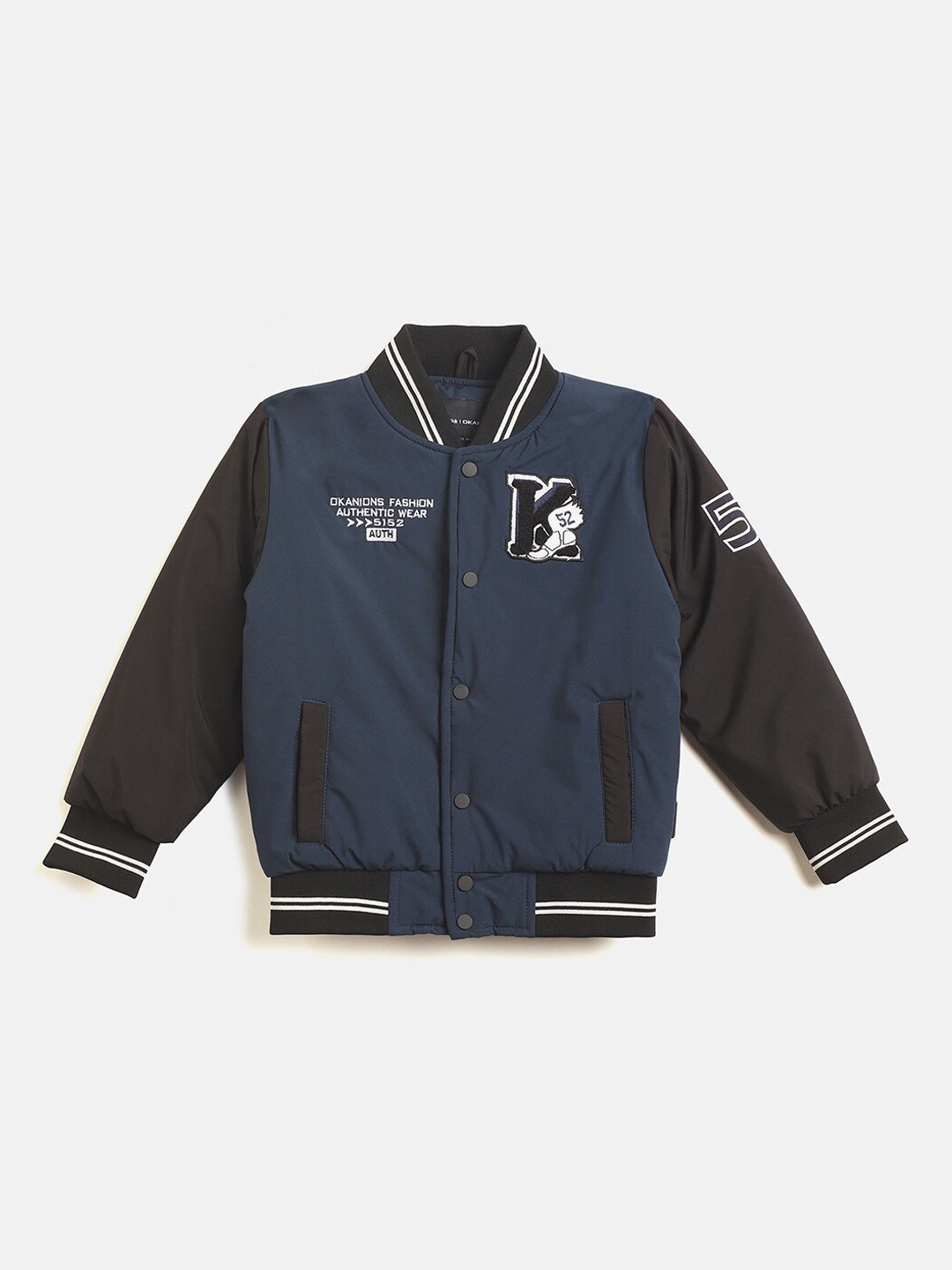 

Okane Boys Colourblocked Lightweight Bomber Jacket, Blue
