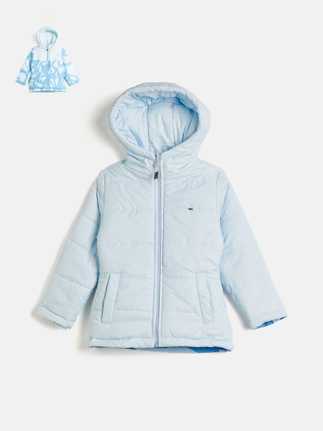 

Okane Girls Abstract Printed Reversible Padded Jacket, Blue
