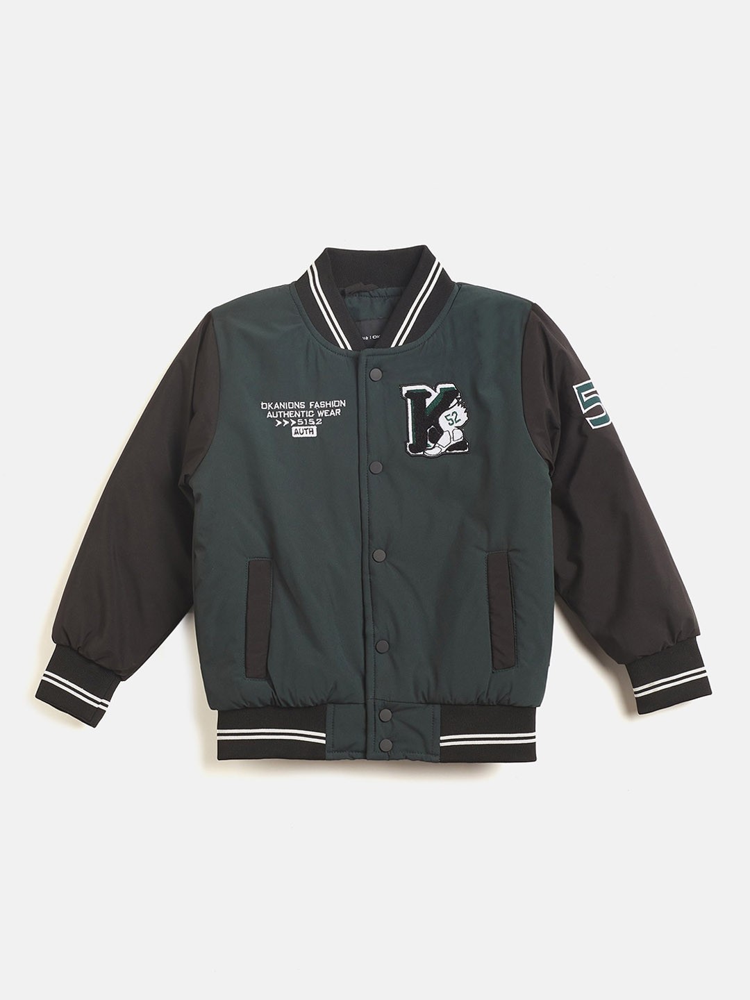 

Okane Boys Stand Collar Lightweight Bomber Jacket, Green