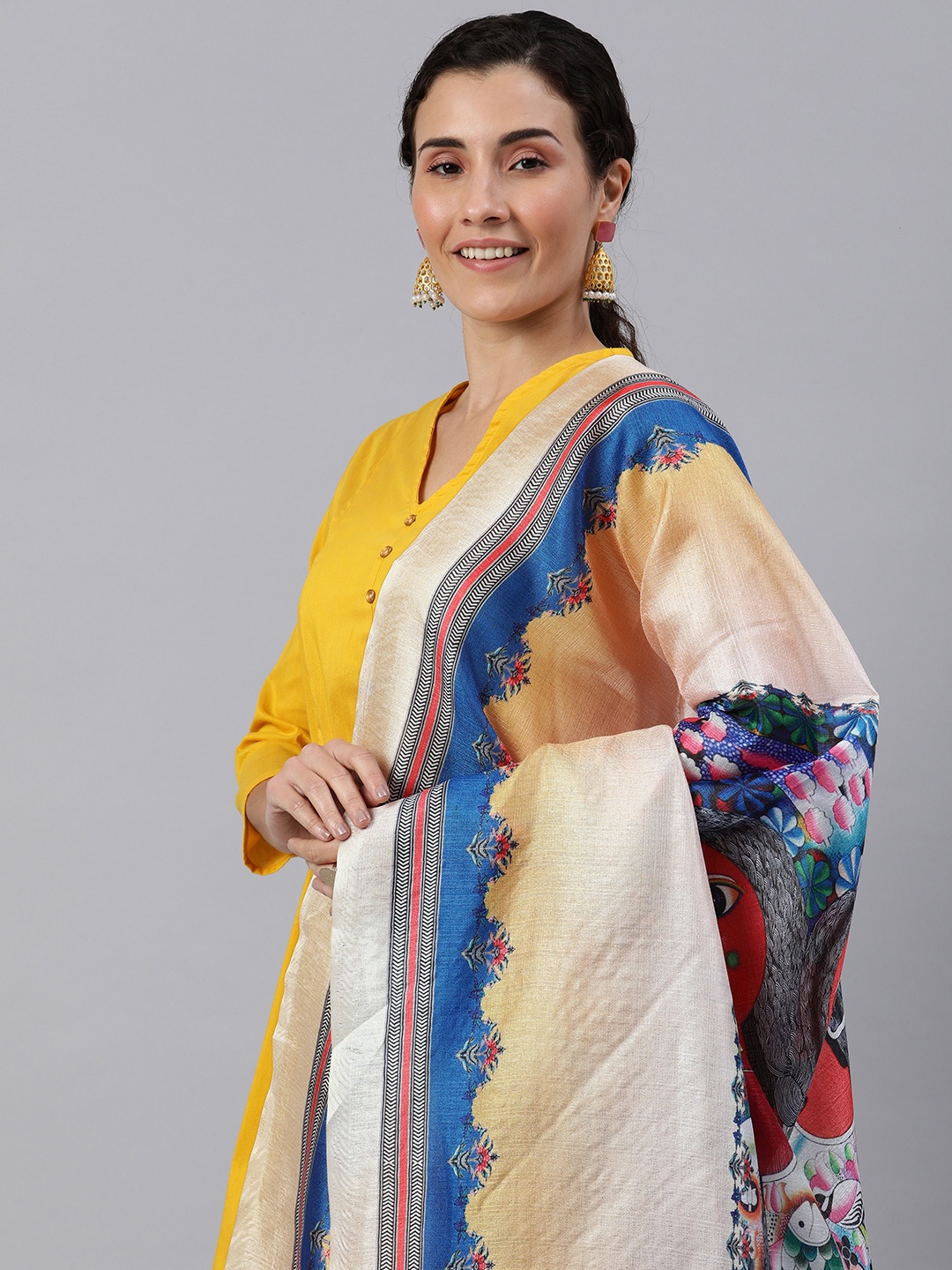 

Rani Saahiba Ethnic Motifs Printed Art Silk Dupatta, Multi