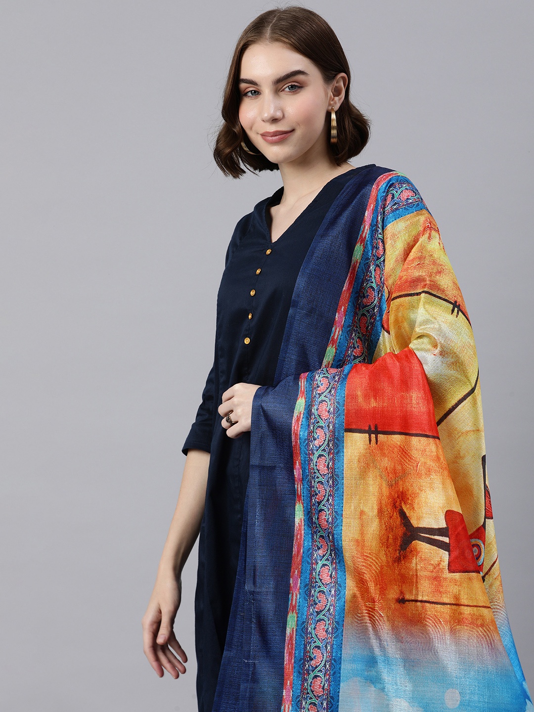 

Rani Saahiba Ethnic Motifs Printed Art Silk Dupatta, Multi