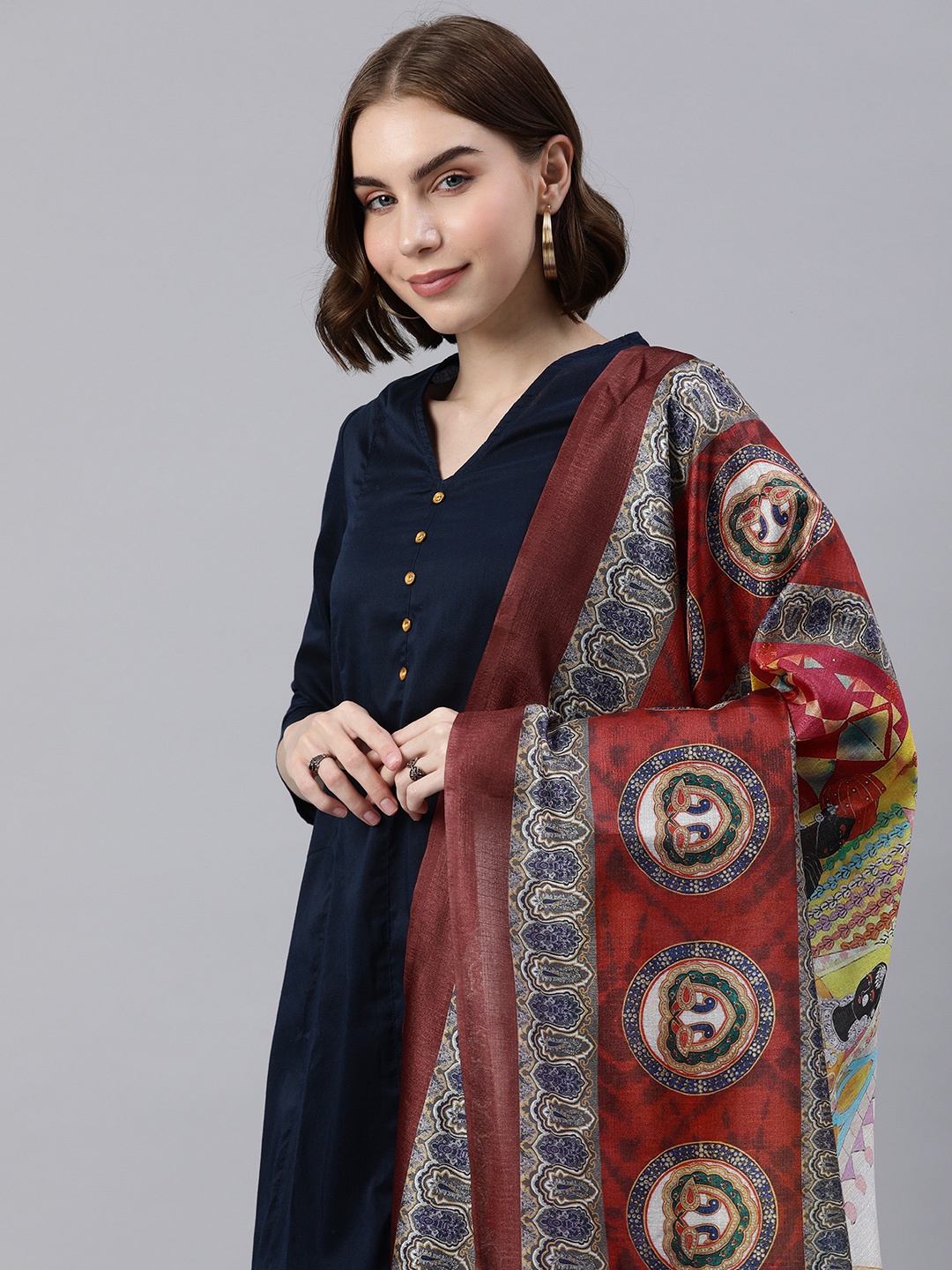 

Rani Saahiba Ethnic Motifs Printed Art Silk Dupatta, Multi