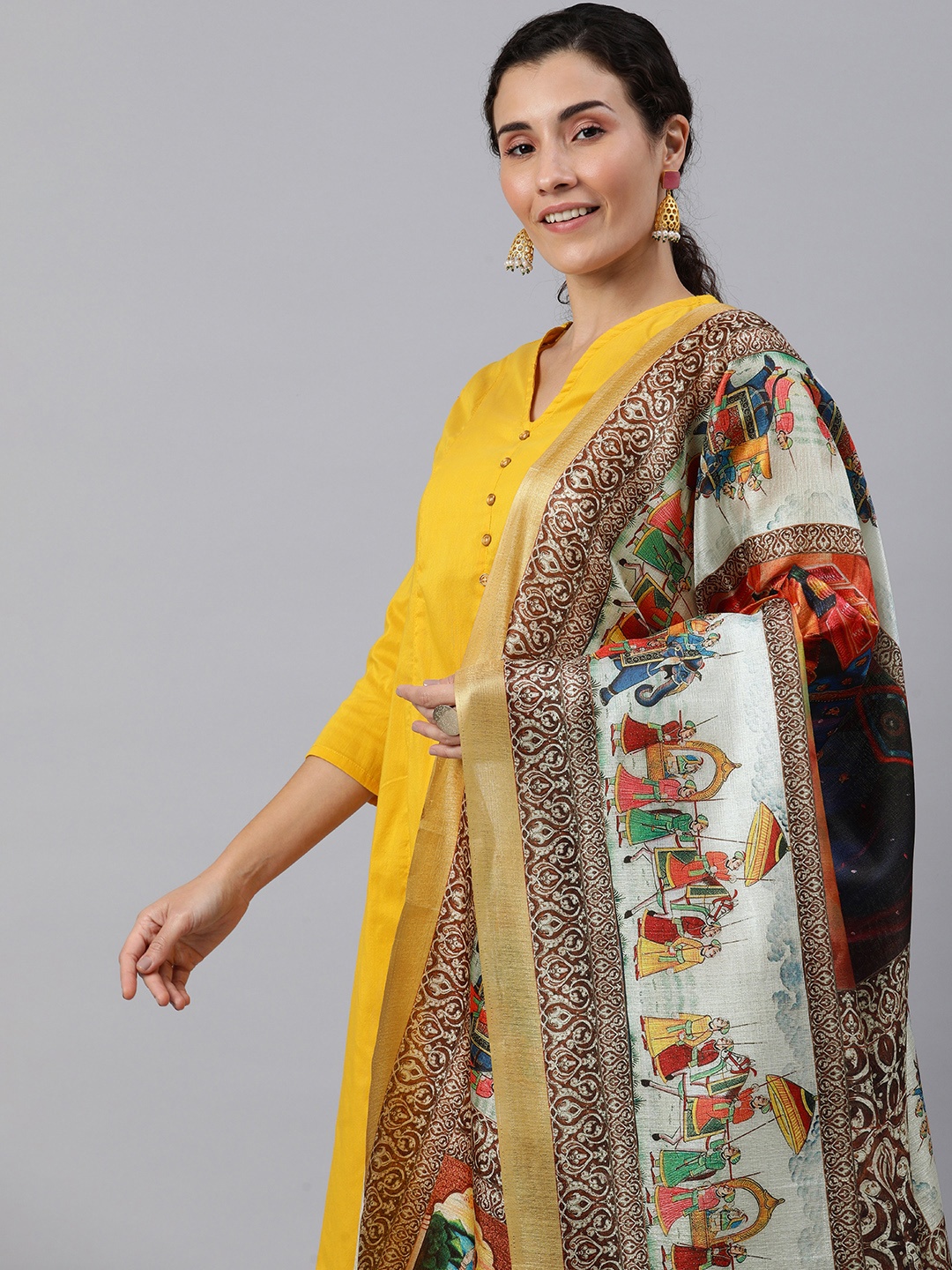 

Rani Saahiba Ethnic Motifs Printed Art Silk Dupatta, Multi
