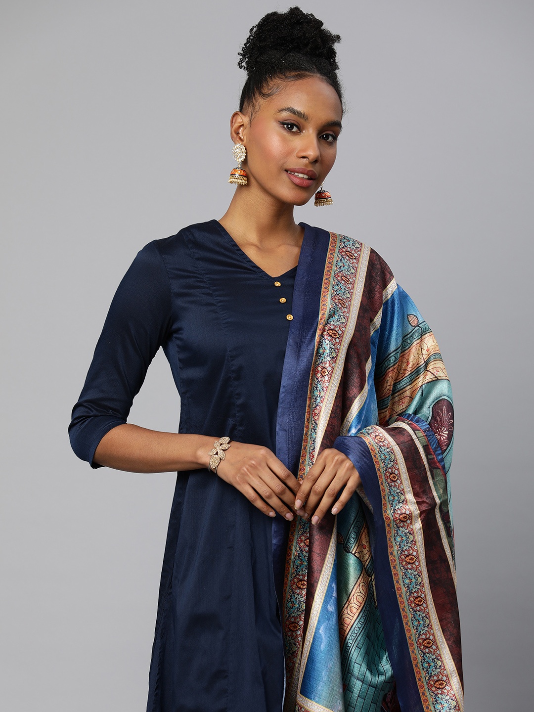 

Rani Saahiba Ethnic Motifs Printed Art Silk Dupatta, Multi