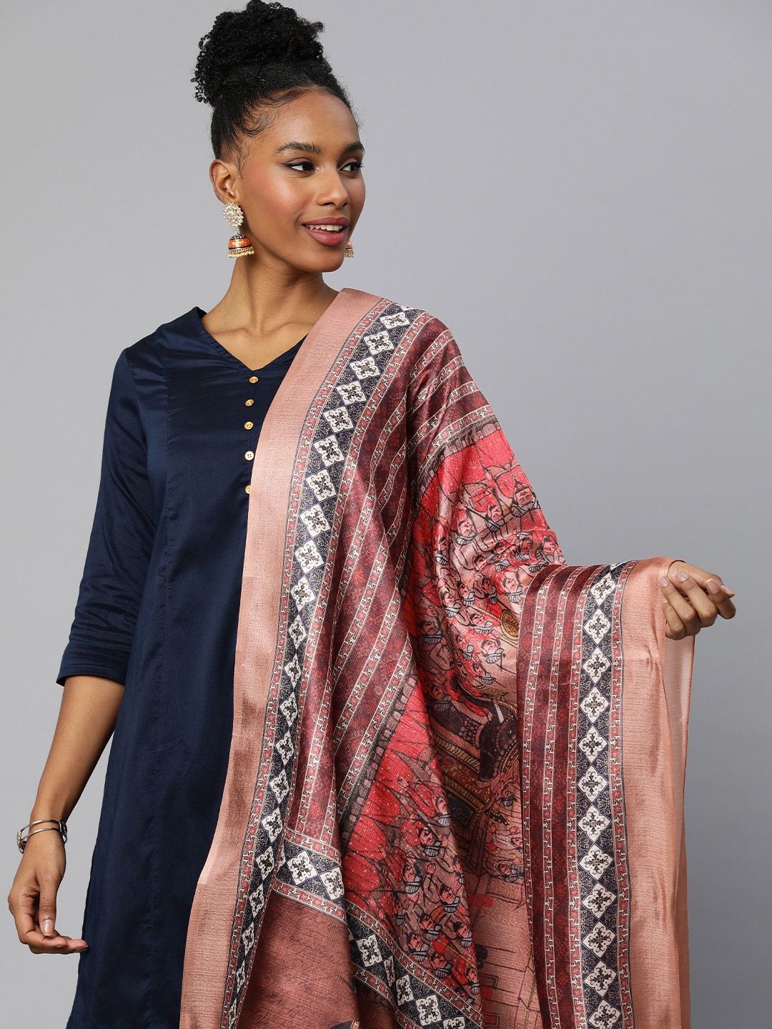 

Rani Saahiba Ethnic Motifs Printed Art Silk Dupatta, Multi