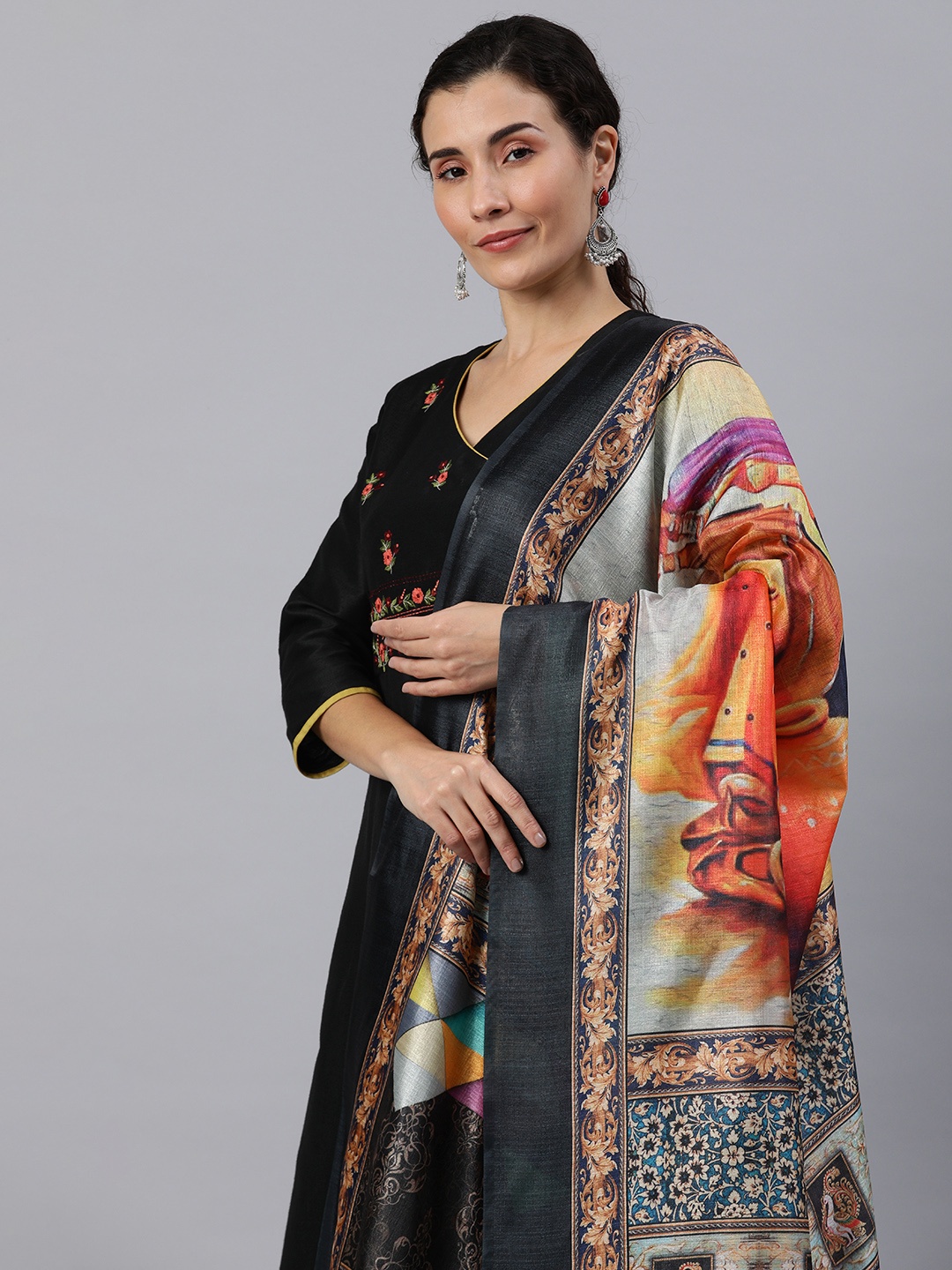 

Rani Saahiba Ethnic Motifs Printed Art Silk Dupatta, Multi
