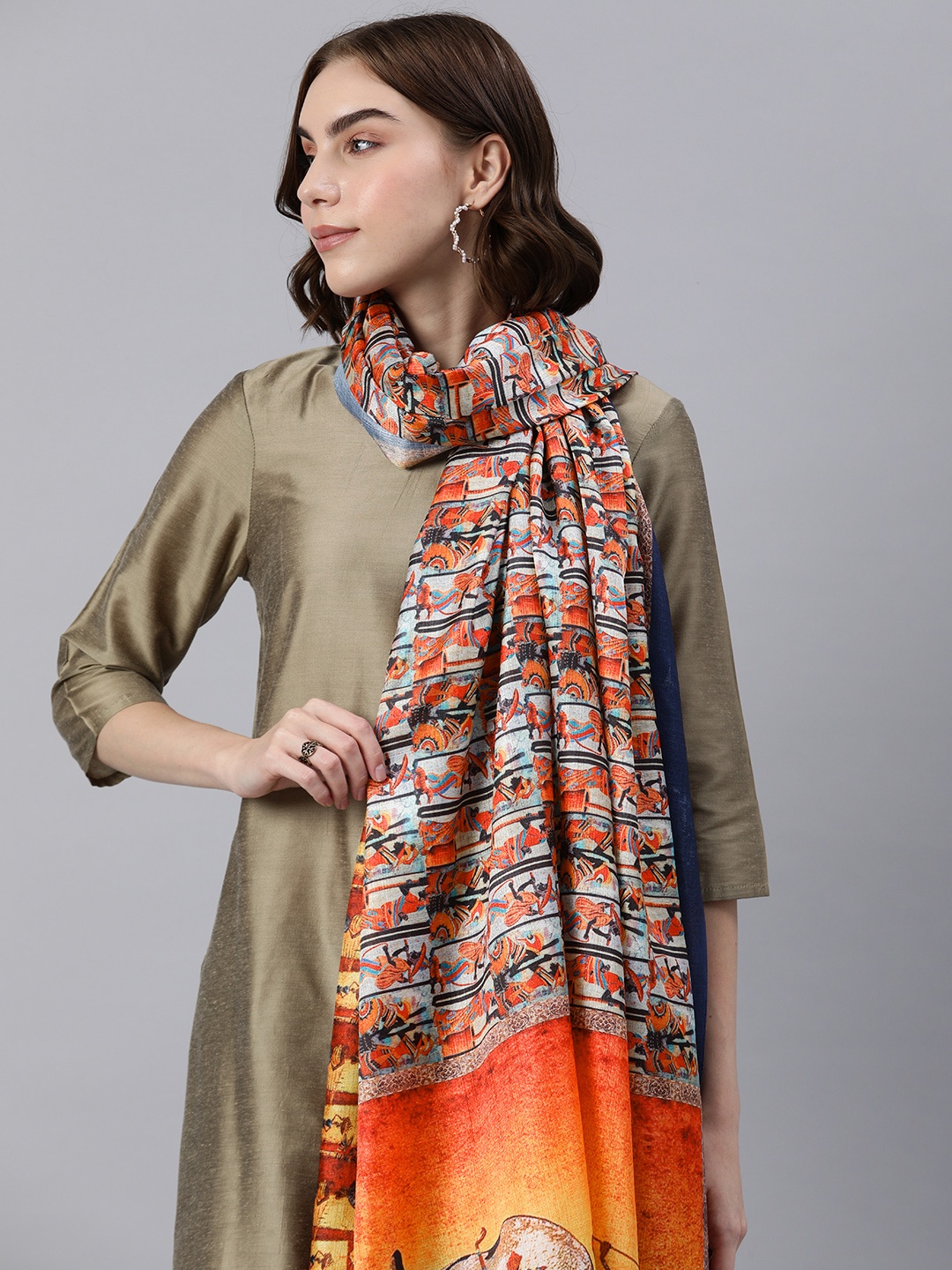 

Rani Saahiba Ethnic Motifs Printed Kalamkari Dupatta, Multi