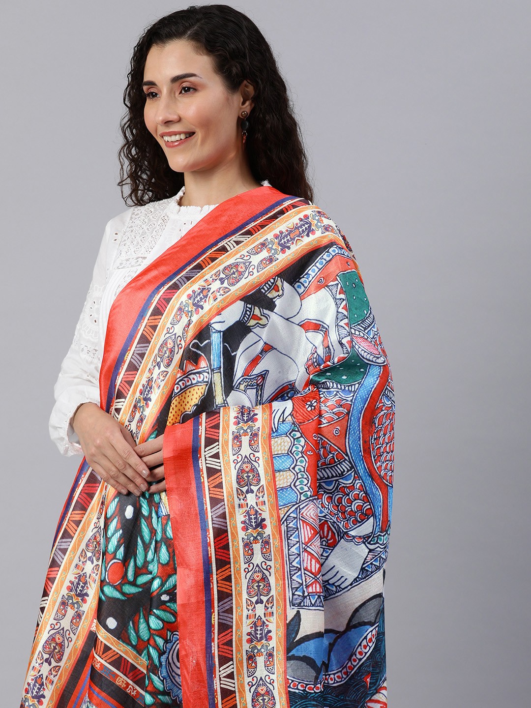 

Rani Saahiba Ethnic Motifs Printed Art Silk Dupatta, Multi