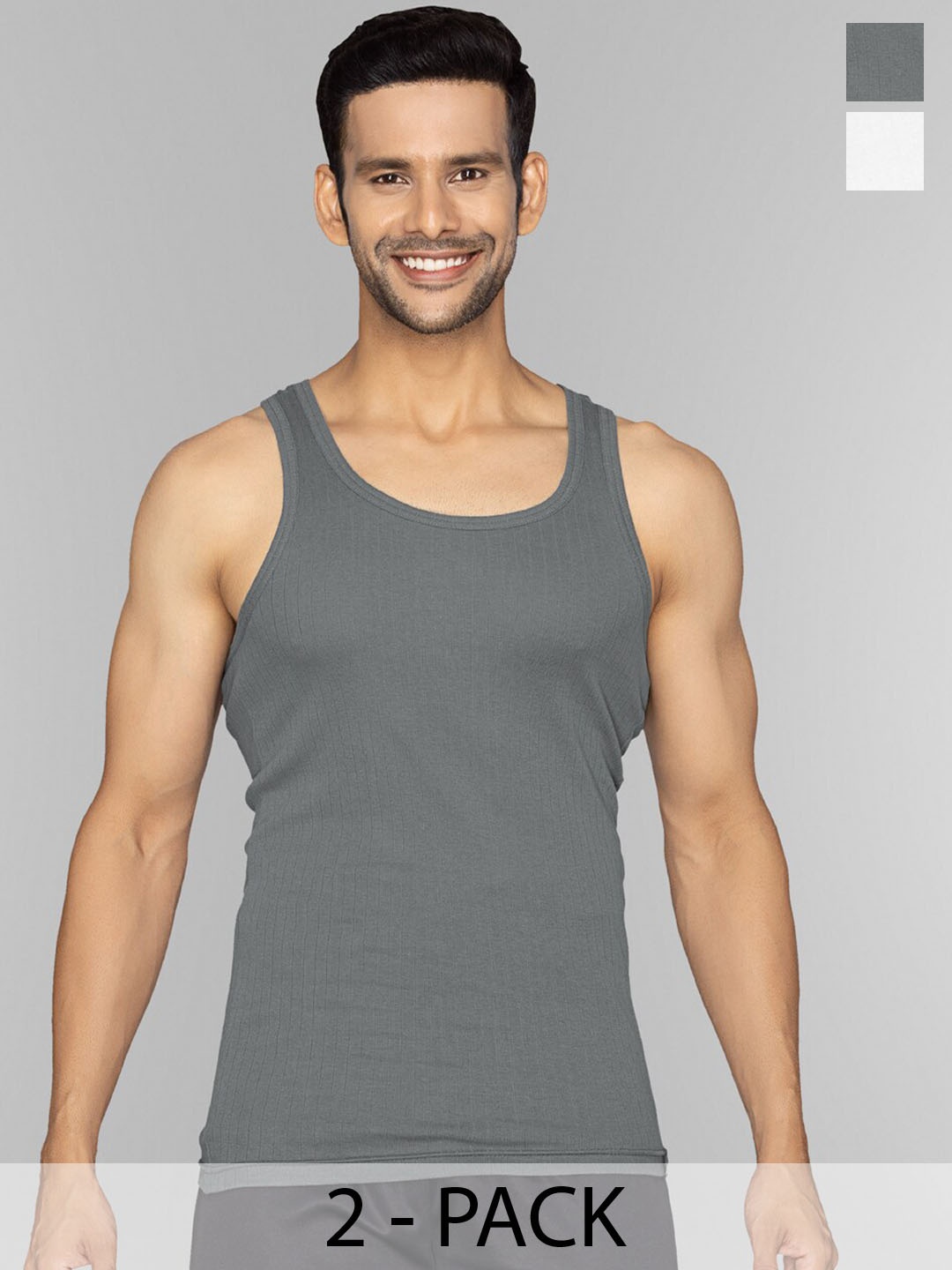 

XYXX Men Pack of 2 Solid Nova Super Combed Cotton Round Neck Innerwear Vest, White