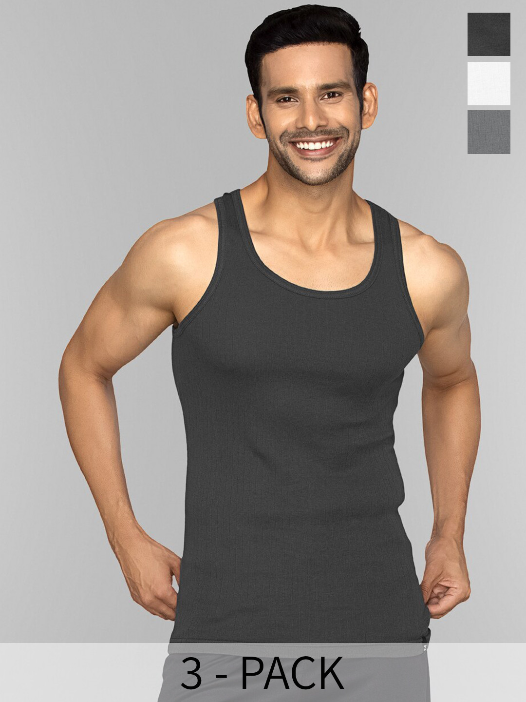 

XYXX Men Pack of 3 Solid Nova Super Combed Cotton Round Neck Innerwear Vest, Grey