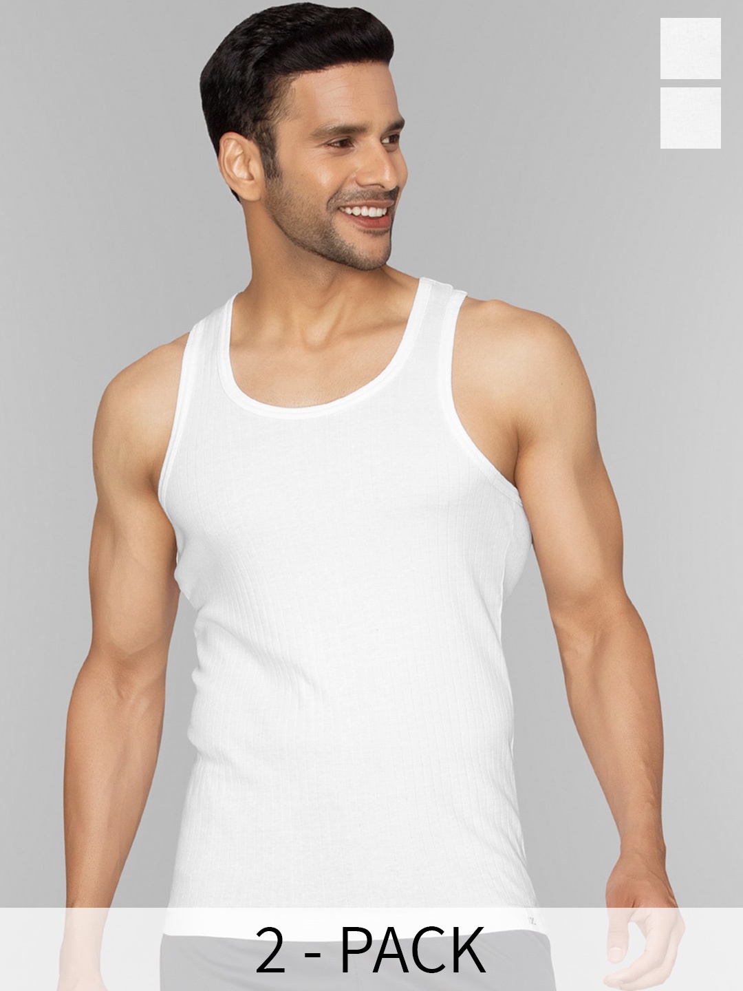 

XYXX Men Pack of 2 Solid Nova Super Combed Cotton Round Neck Innerwear Vest, White