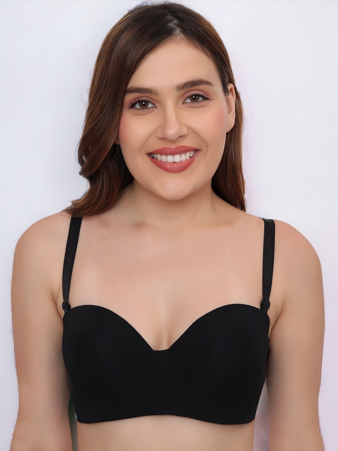 

PLUMBURY Underwired Lightly Padded Medium Coverage All Day Comfort Everyday Bra, Black
