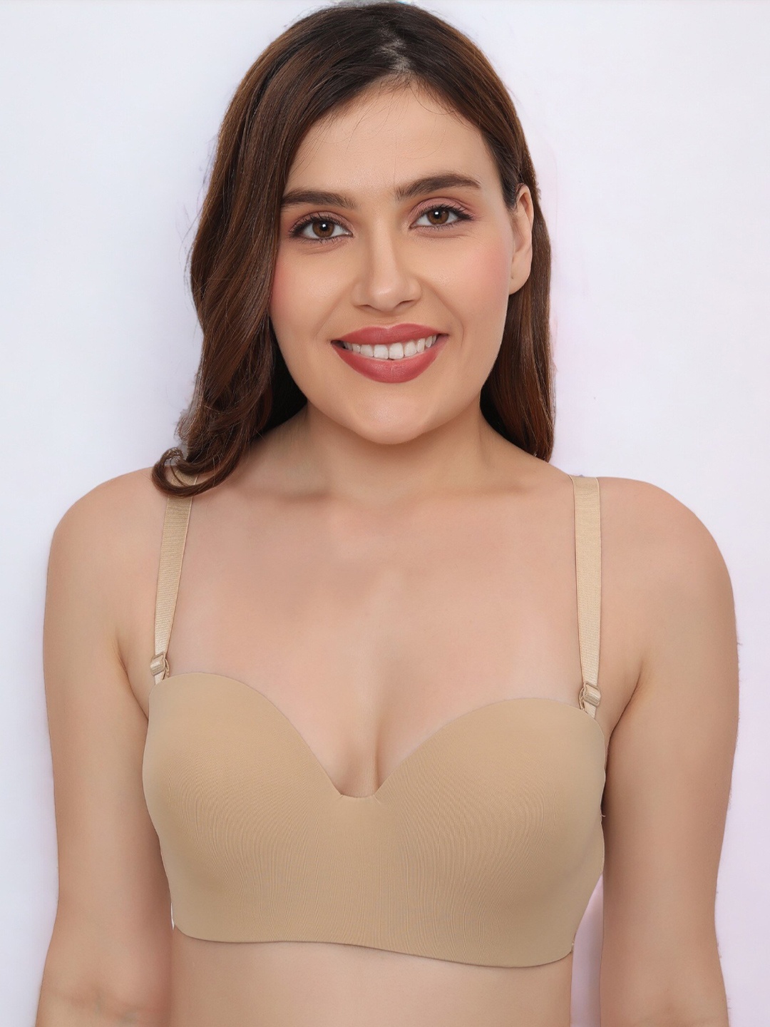 

PLUMBURY Underwired Lightly Padded Medium Coverage All Day Comfort Everyday Bra, Beige