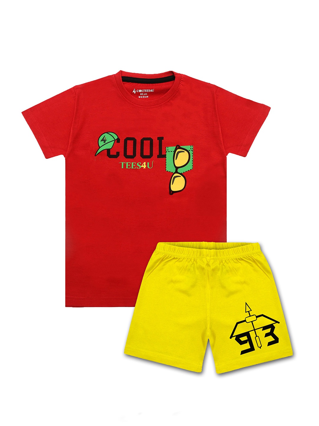 

CoolTees4U Boys Printed T-shirt with Shorts, Red