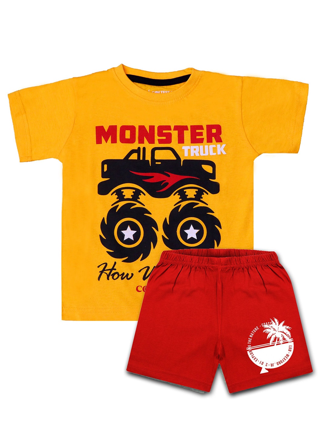 

CoolTees4U Boys Printed T-shirt With Shorts, Yellow