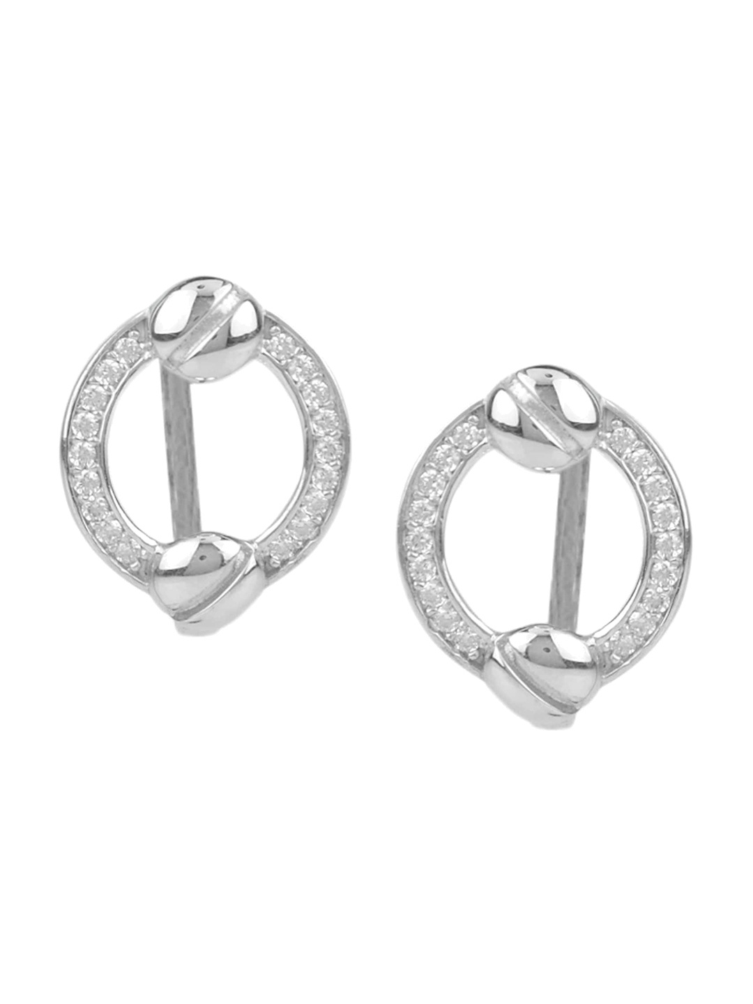 

Silverwala 925 Silver Cubic Zirconia-Studded Hoop Earrings