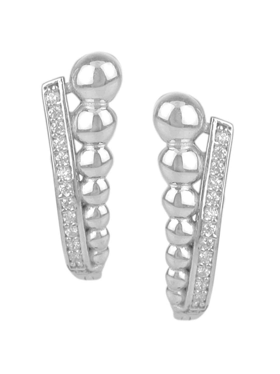 

Silverwala 925 Silver Cubic Zirconia-Studded Hoop Earrings