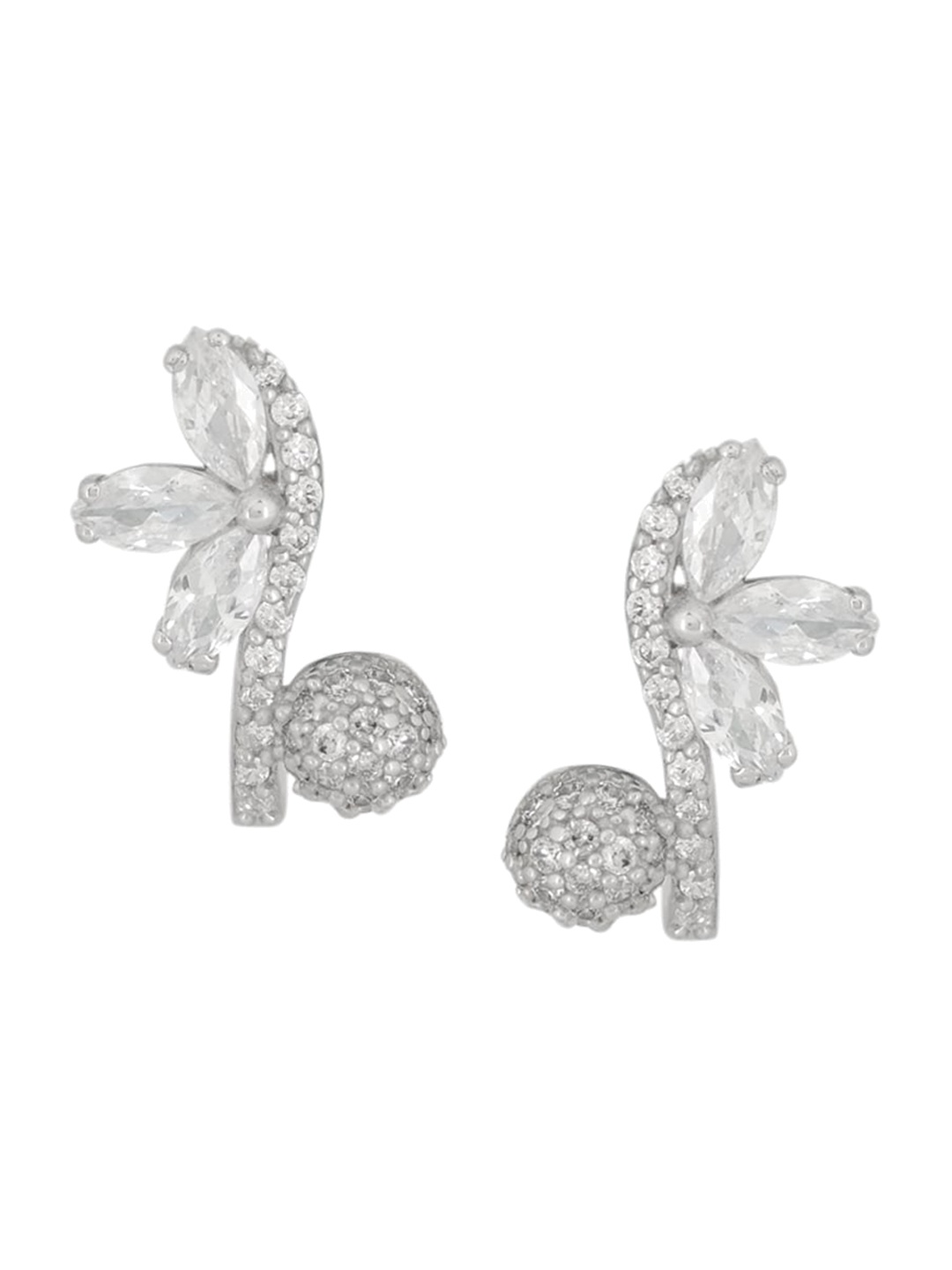 

Silverwala 925 Silver Cubic Zirconia-Studded Hoop Earrings