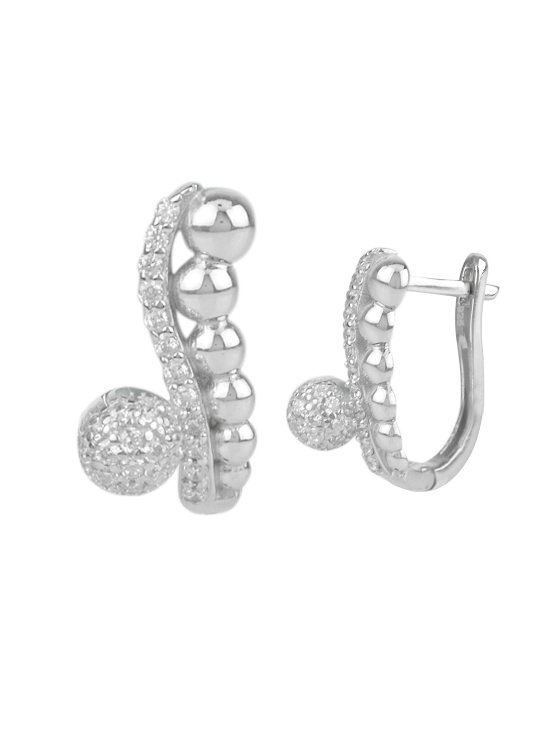 

Silverwala CZ Studded Silver Hoop Earrings