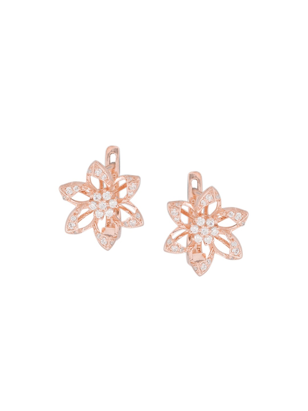 

Silverwala CZ Studded Silver Hoop Earrings, Gold