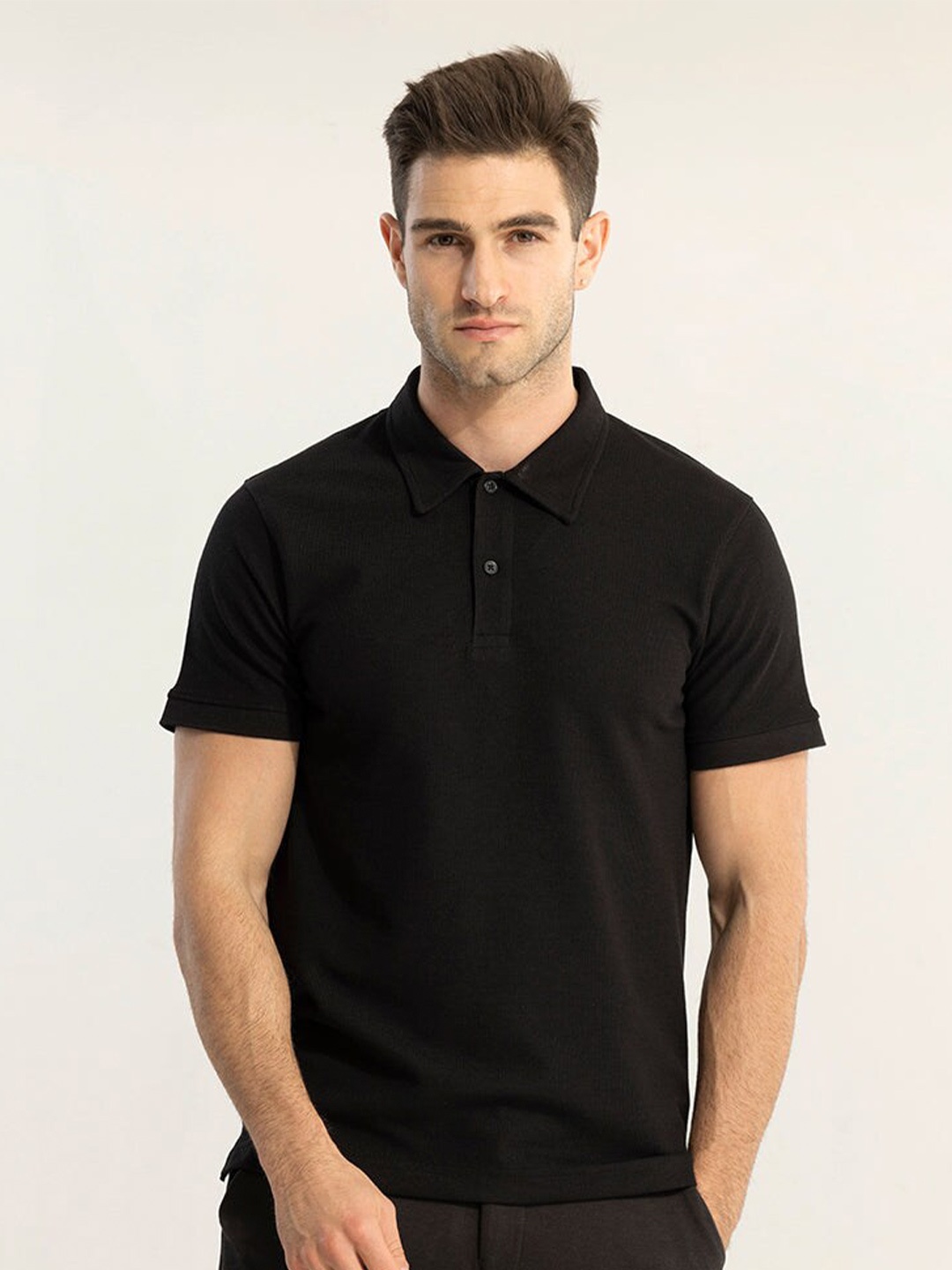 

Snitch Polo Collar Slim Fit T-shirt, Black