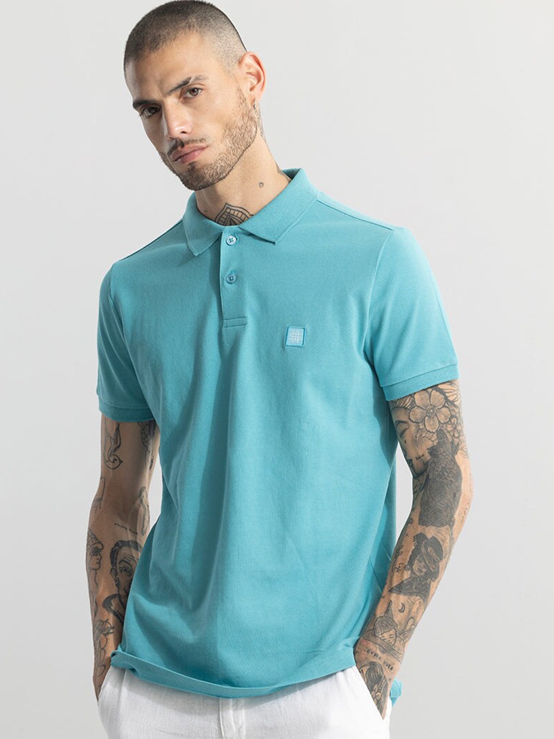 

Snitch Blue Polo Collar Slim Fit T-shirt