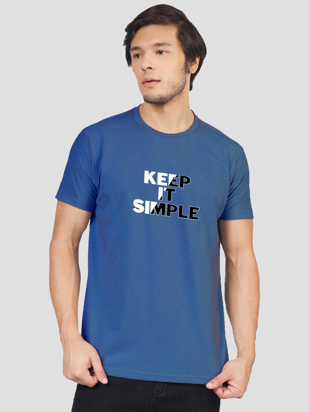 

Greylongg Typography Printed Short Sleeves T-shirt, Blue