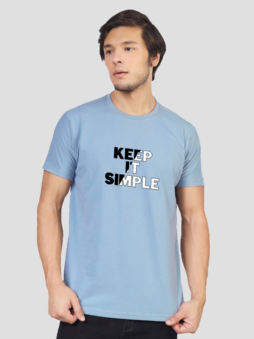 

Greylongg Typography Printed Round Neck T-shirt, Blue
