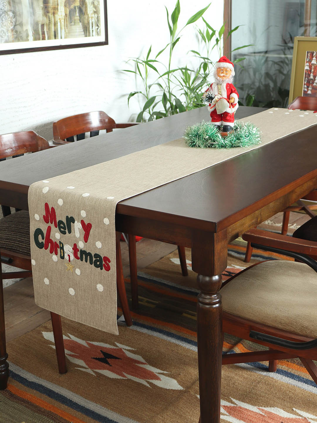 

ZEBA Beige & Red Embroidered Table Runners