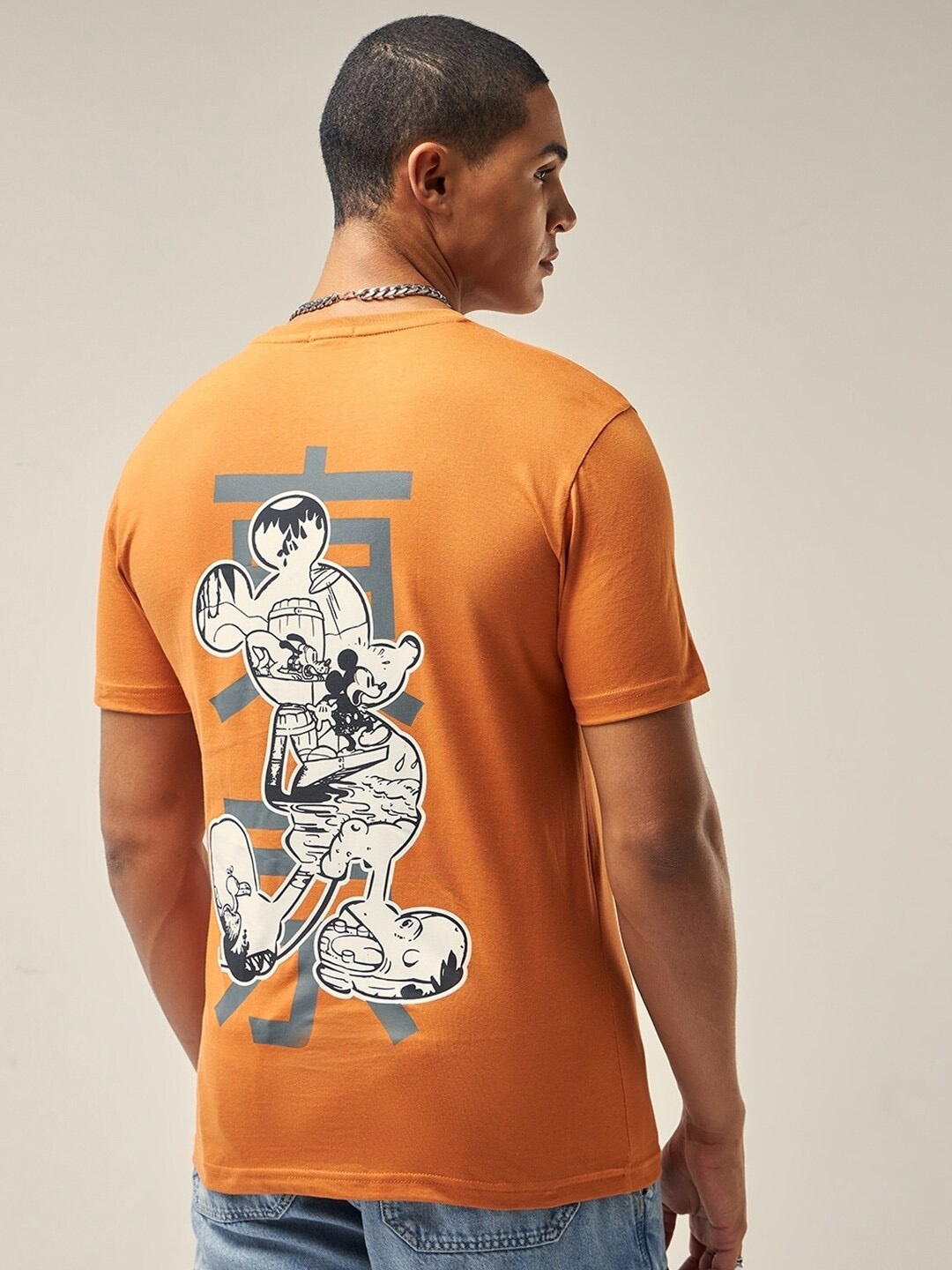 

Bewakoof Mickey Mouse Graphic Printed Pure Cotton T-shirt, Orange