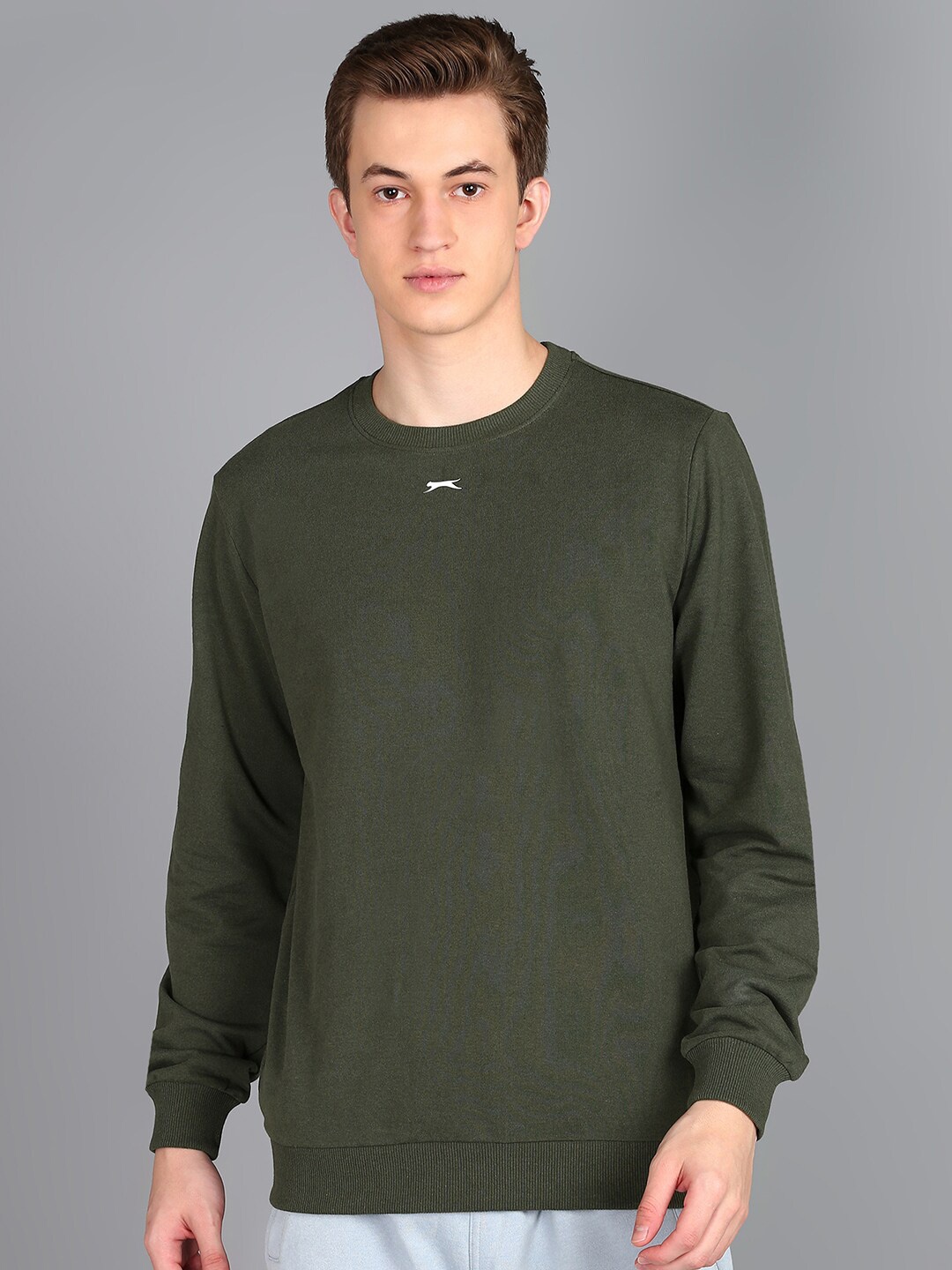 

Slazenger Round Neck Long Sleeves Pullover Sweatshirt, Olive