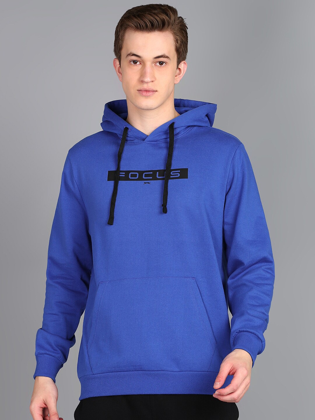 

Slazenger Typography Printed Hooded Long Sleeves Fleece Pullover Sweatshirt, Blue