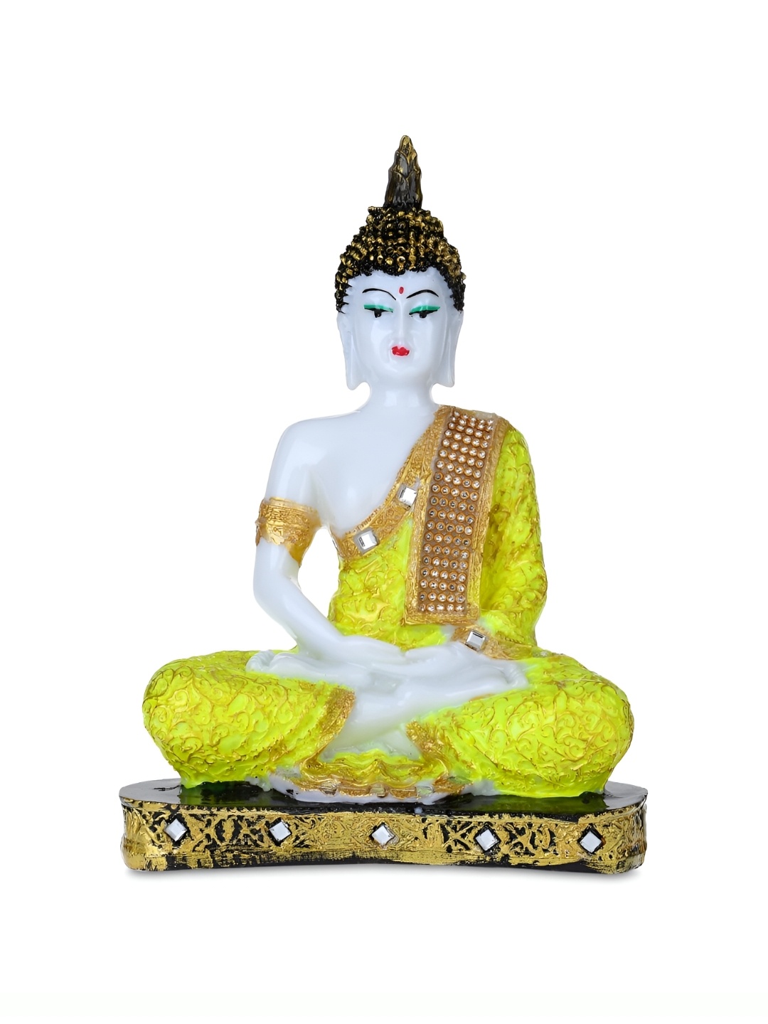 

Goldiluxe White & Yellow Gautam Buddha Idol Showpiece