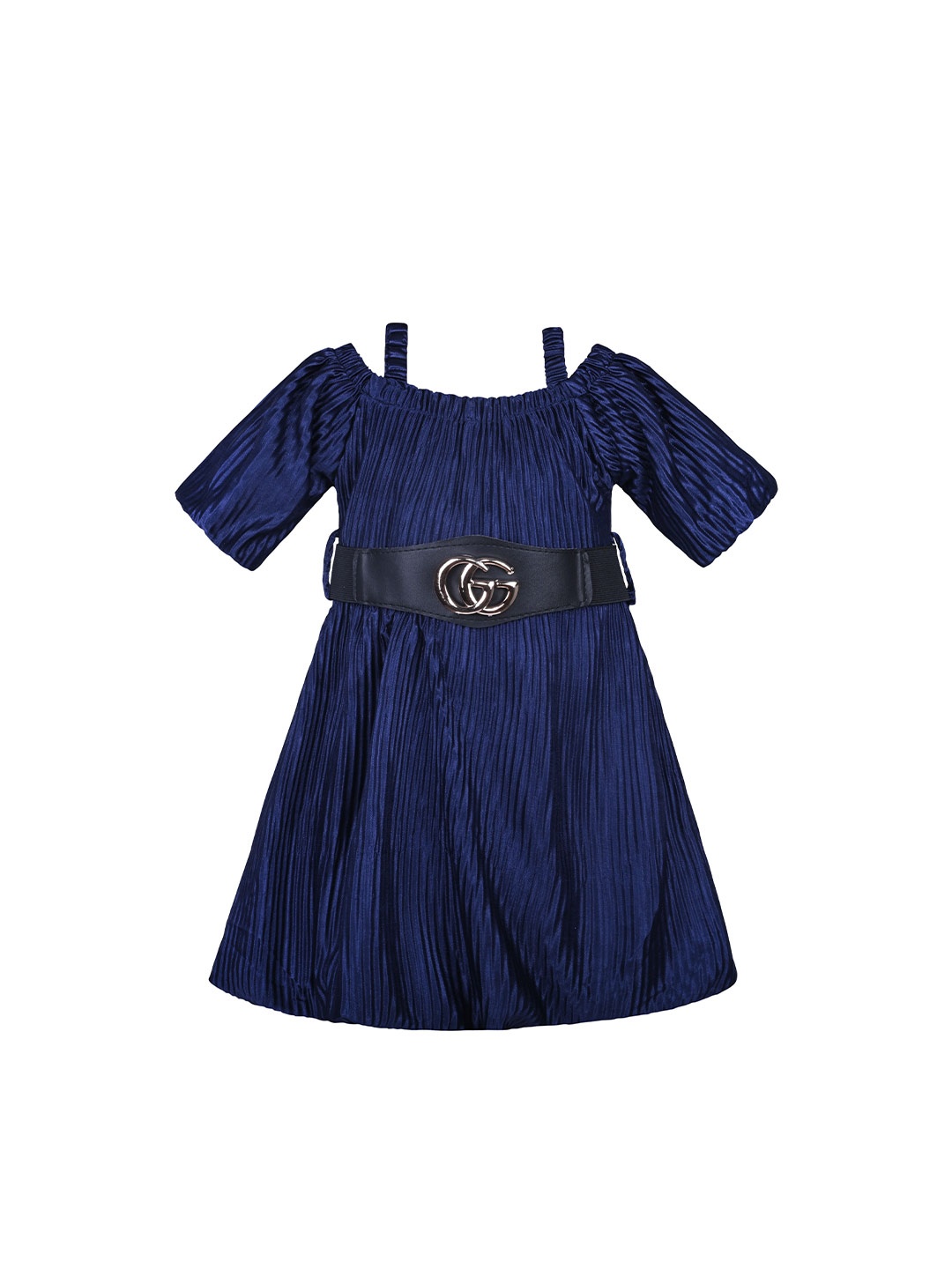 

Wish Karo Girls Striped Satin Fit and Flare Dress, Navy blue