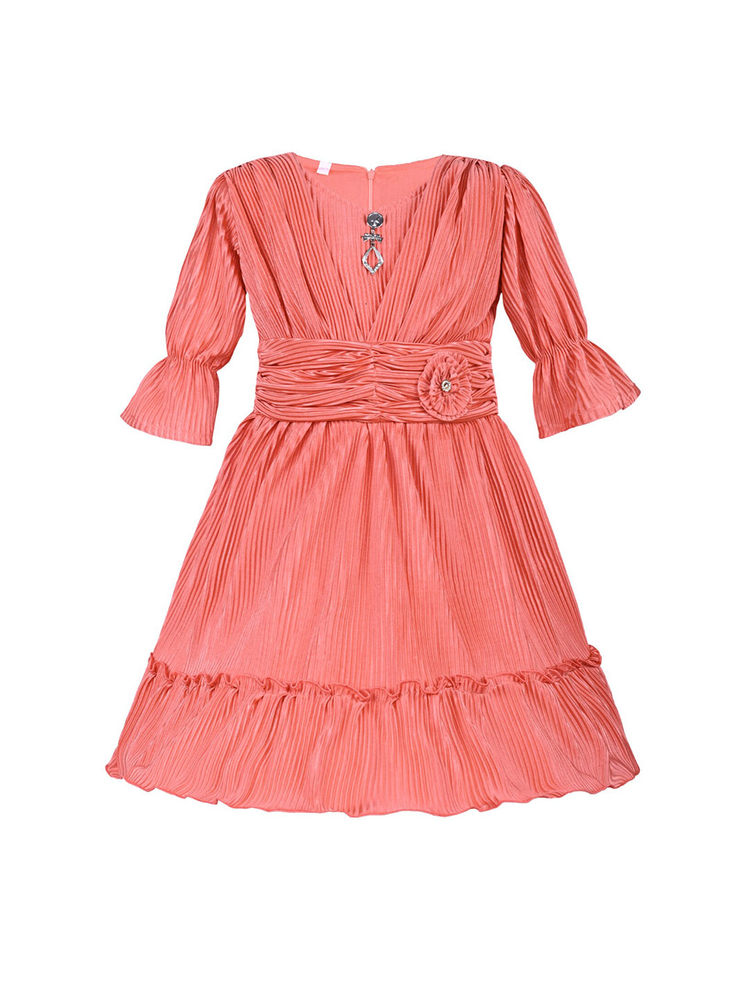 

Wish Karo Girls Satin Fit and Flare Dress, Orange