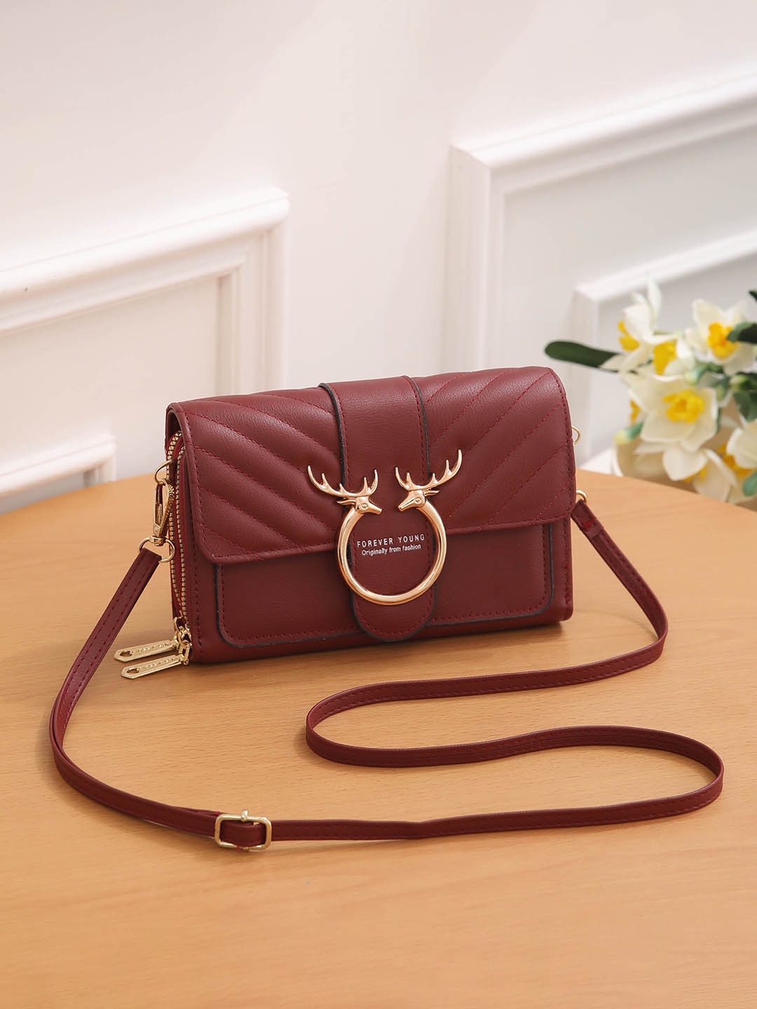 

Diva Dale Structured Sling Bag, Maroon