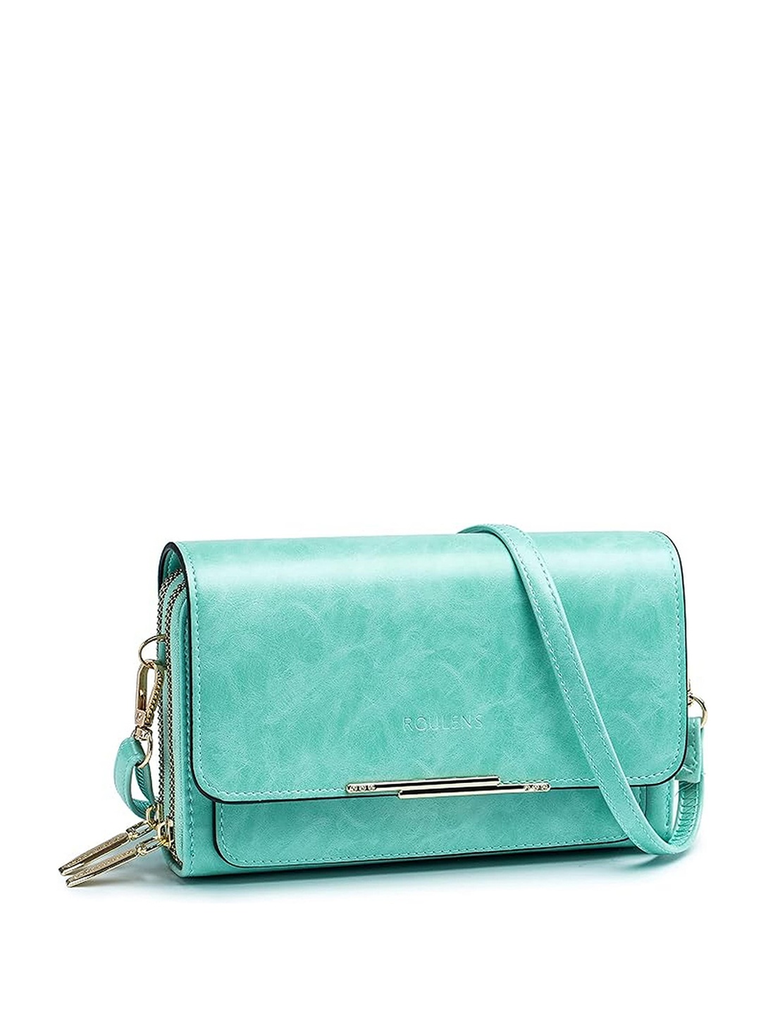 

Diva Dale Structured Multi-Pockets PU Sling Bag, Turquoise blue
